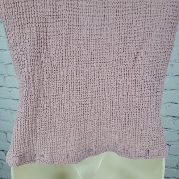 Decjuba Muted Pink 100% Cotton Muslin Short Cuffed Sleeve Top Size Small S - Picture 9 of 12